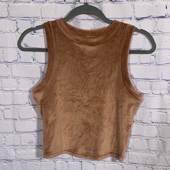 Skims Womens Velour Crew Tank Top Brown Size M Soft Minimalist - Picture 1 of 5